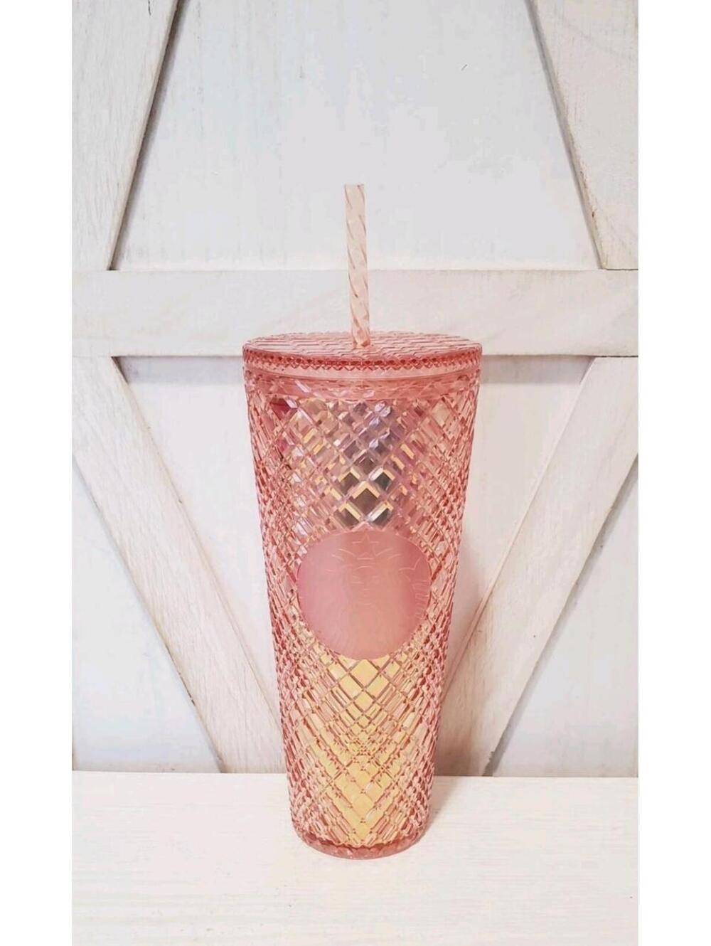 2021 Starbucks Holiday Jeweled Studded Tumbler Cup VENTI 24Oz ROSE GOLD